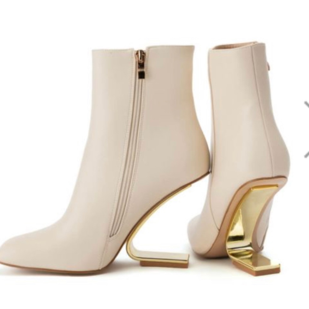 Gold and Bone  Inverse Heel Boots Azalea Wang